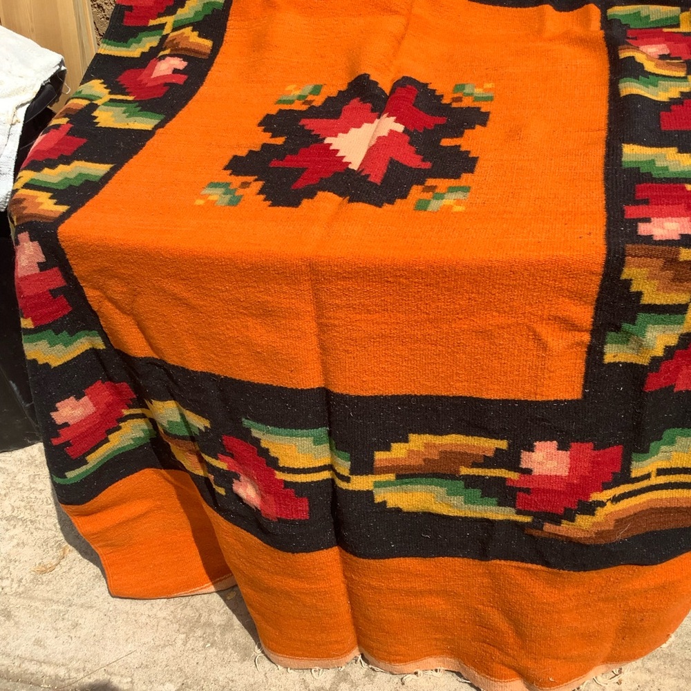 💨 Wash Before Use 💨 Honduras Blanket Colorful Art Cactus Flower Orange Black